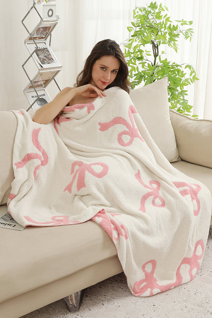 Pink Bow Printed Cozy Soft Throw Blanket