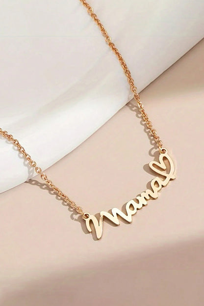 Gold mama Heart Pendant Chain Necklace