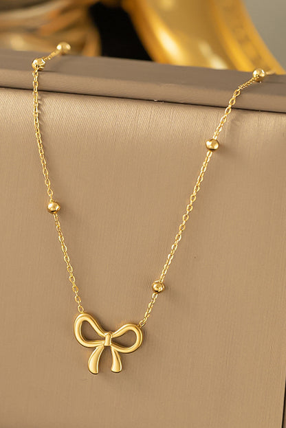 Gold Bowknot Pendant Plated Choker Necklace