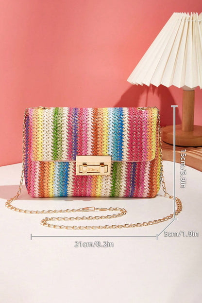 Multicolour Bohemian Woven Gold Chain Shoulder Bag