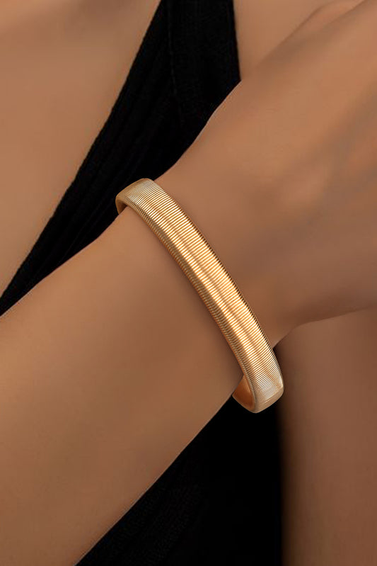 Gold Stretchy Plated Metal Wide Bangle