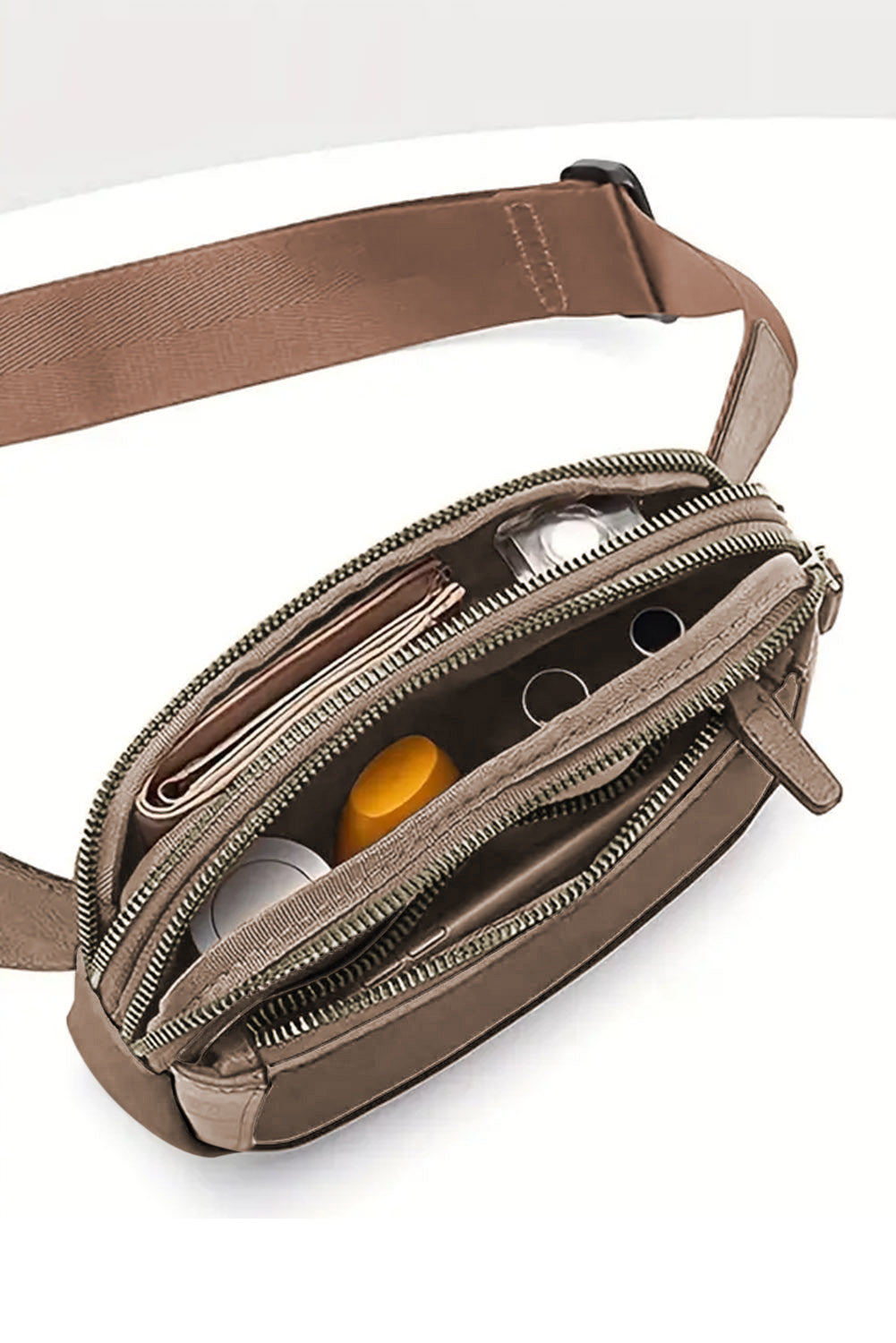 Desert Palm Minimalist Multi-zipped Crossbody Bag