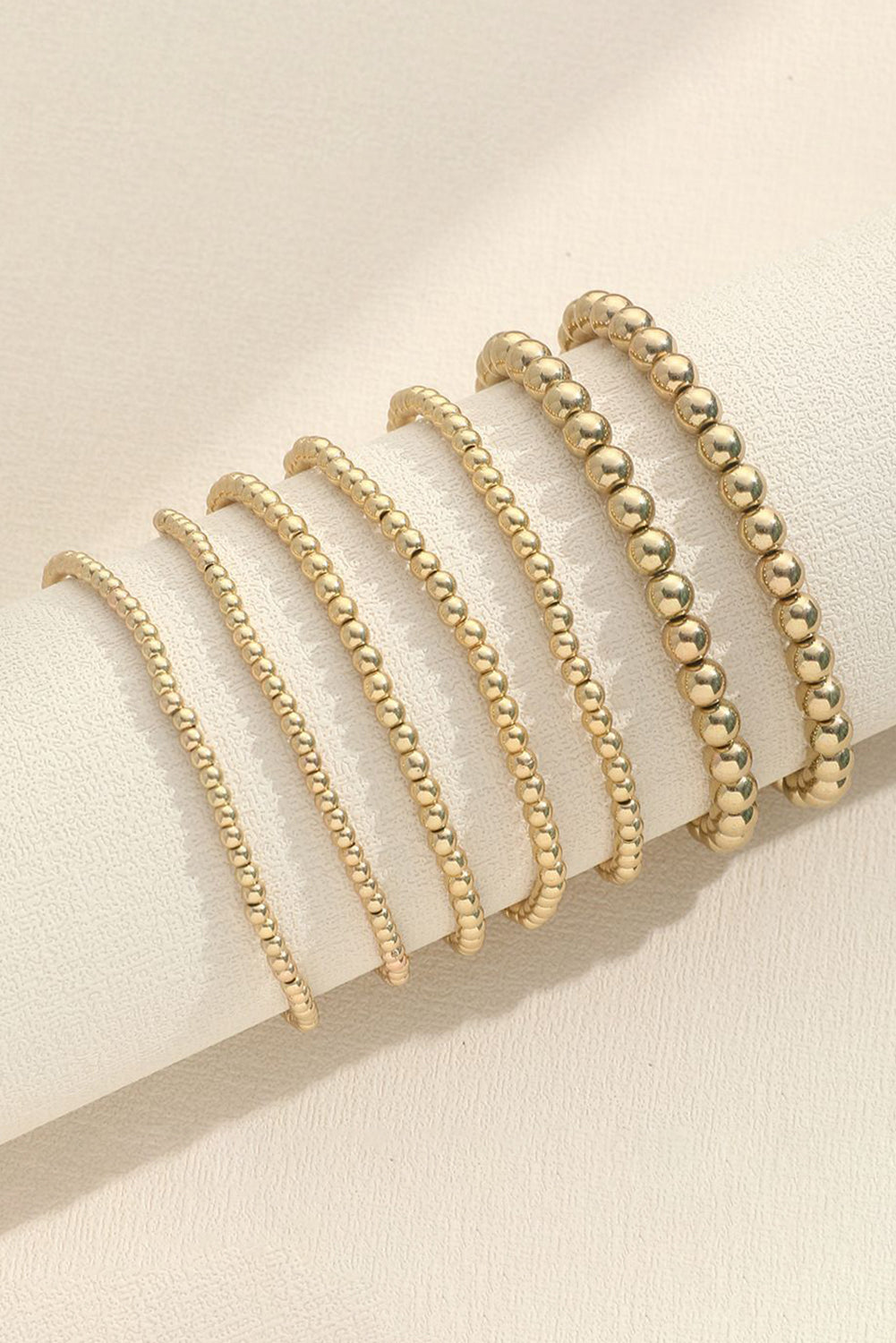 Gold 7pcs/Set Minimalist Plated Beaded Luxury Bracelet Set